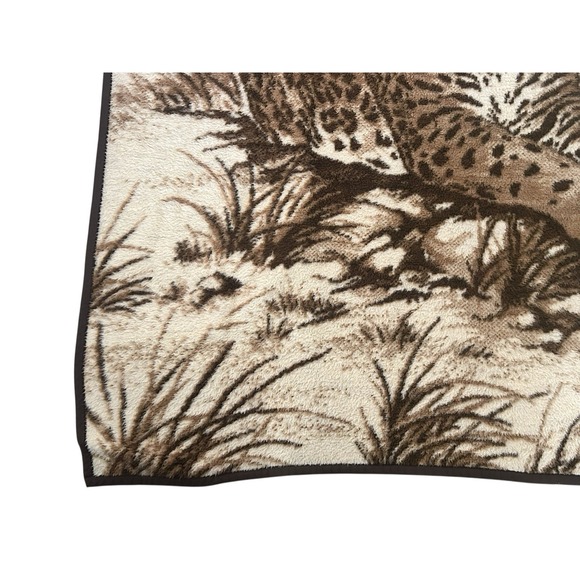Vintage Ibena Relax Dolan Leopard Blanket Reversible Brown West Germany Rare - Picture 5 of 13